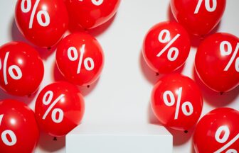 red balloons with percent sign